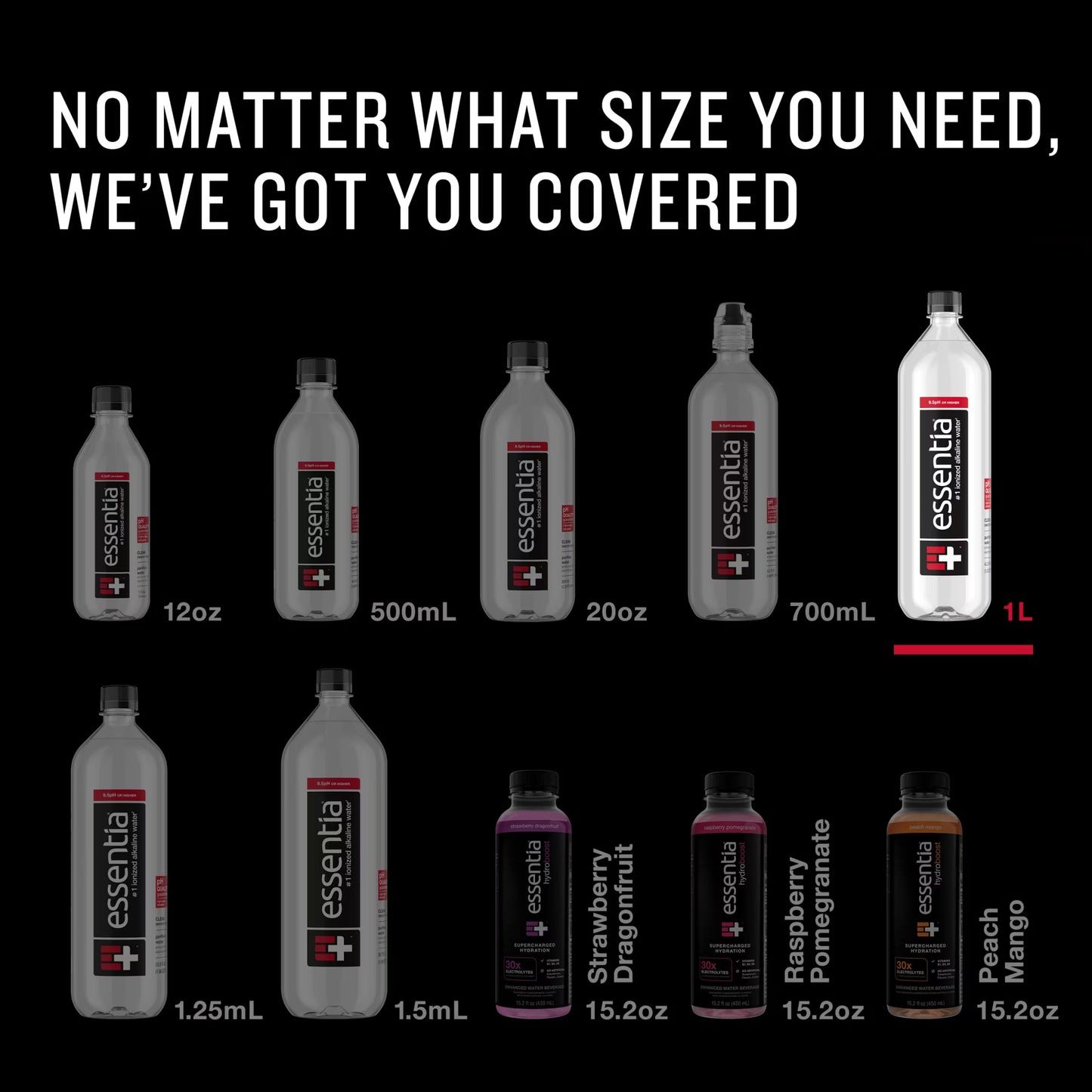 Essentia Ionized Alkaline Bottled Water, 1 Liter (34 fl oz), 99.9% Pure Water with Electrolytes