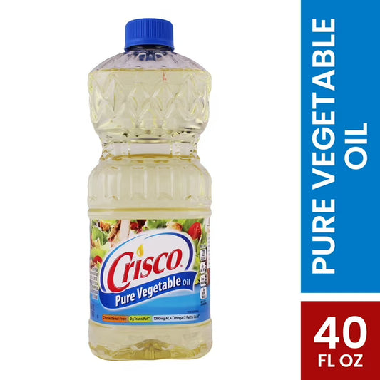 Crisco Pure Vegetable Oil, Premium Cooking Oil, Light & Neutral Flavor, 40 fl oz Bottle