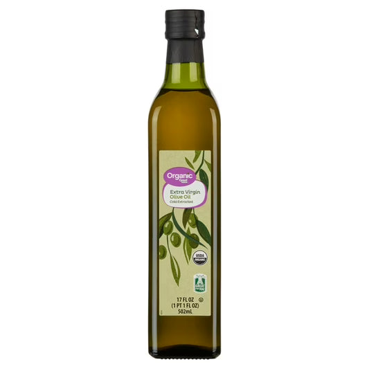 Great Value Organic Extra Virgin Olive Oil, 17 fl oz Bottle, Premium Organic Olive Oil for Cooking, Dressings & More