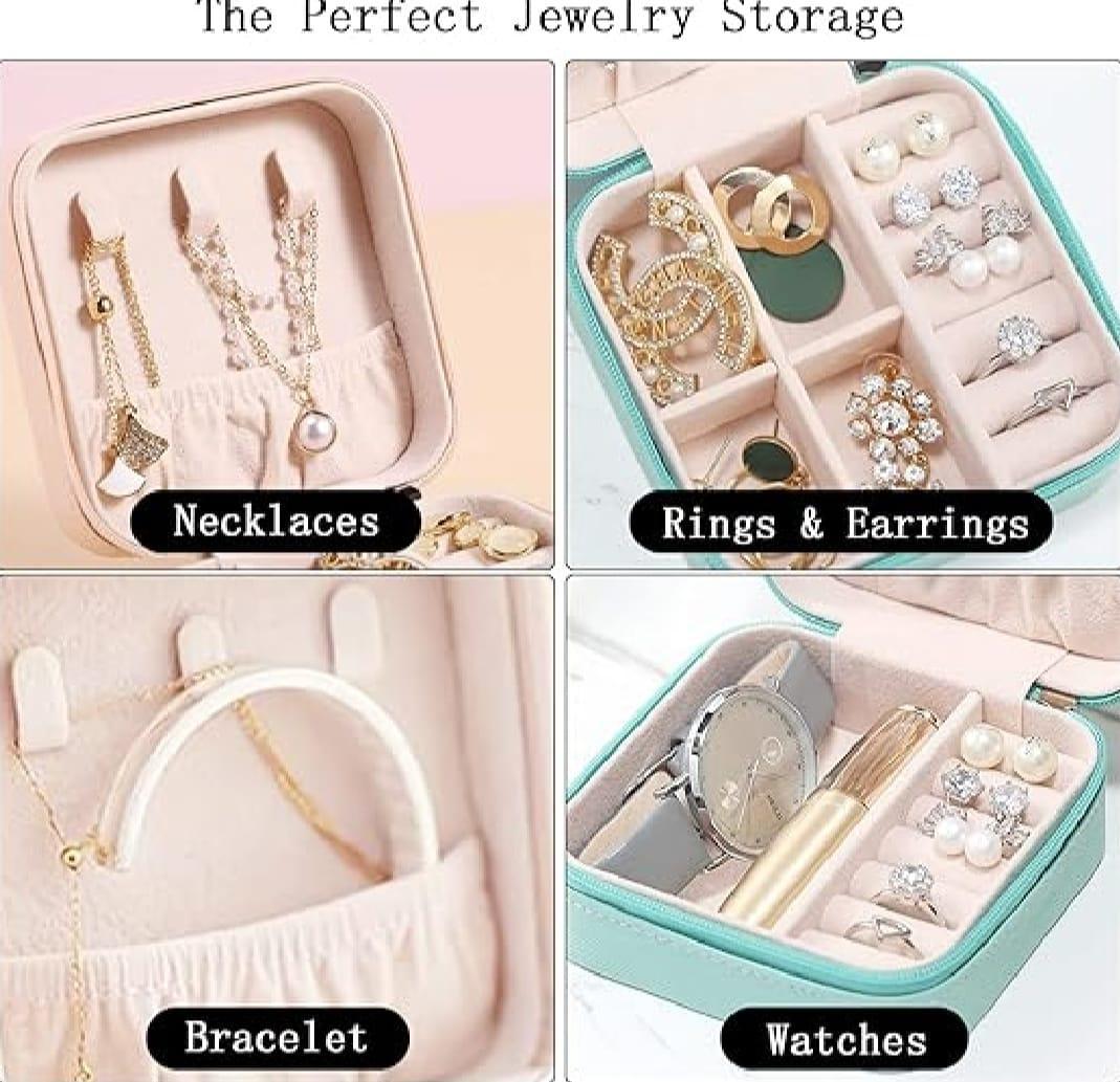Pink PU Leather Jewelry Box for Women Travel Gift