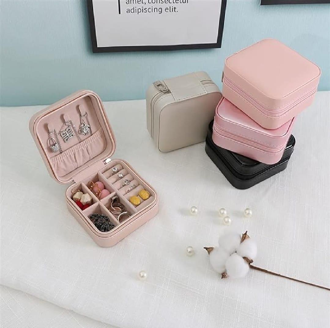 Pink PU Leather Jewelry Box for Women Travel Gift