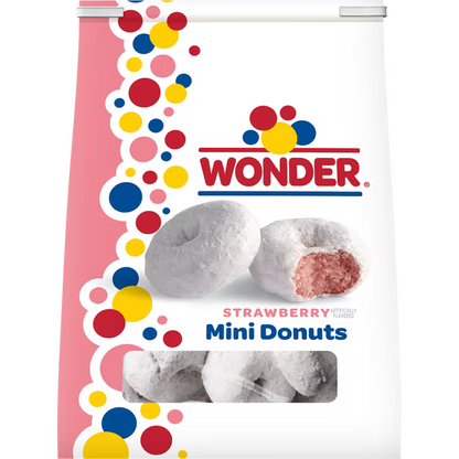 Wonder Strawberry Flavored Mini Donuts, Shareable Strawberry Donuts, 10 oz Bag