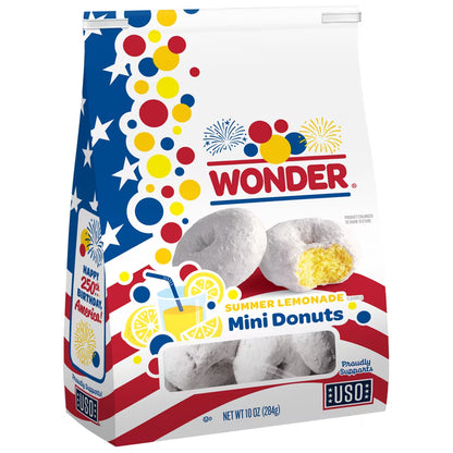 Wonder Summer Lemonade Flavored Mini Donuts, Shareable Lemon Donuts, 10 oz Bag