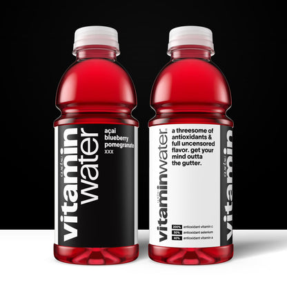 vitaminwater XXX Acai-Blueberry-Pomegranate Flavored Water Beverage, 20 fl oz Bottle, Nutrient Enhanced with Vitamins & Electrolytes