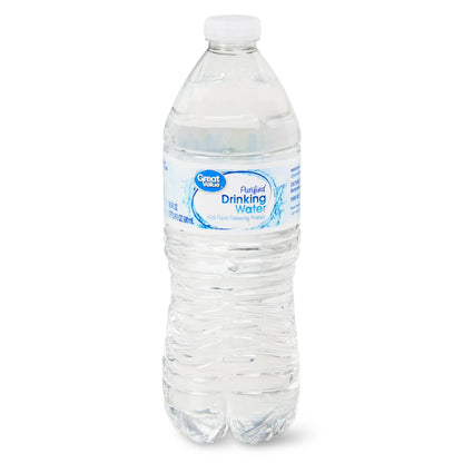 Great Value Purified Drinking Water, Bottled Water, 16.9 fl oz Bottles, 24 Count Pack