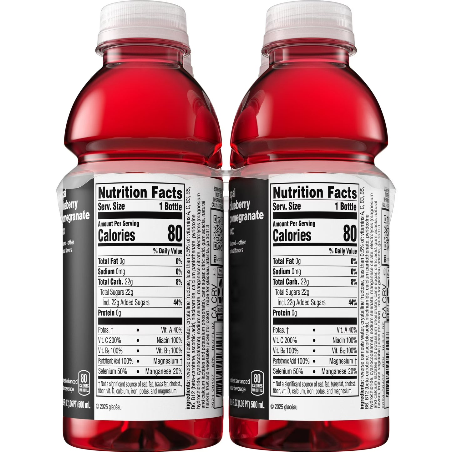 vitaminwater XXX Acai-Blueberry-Pomegranate Flavored Water Beverage, 16.9 fl oz Bottles, 6 Pack