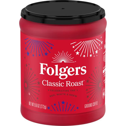 Folgers Classic Roast Medium Roast Ground Coffee, Limited Edition Canister for America’s 250th Anniversary, 9.6 oz